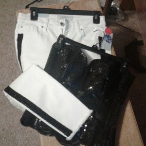 White/black sequin outfit